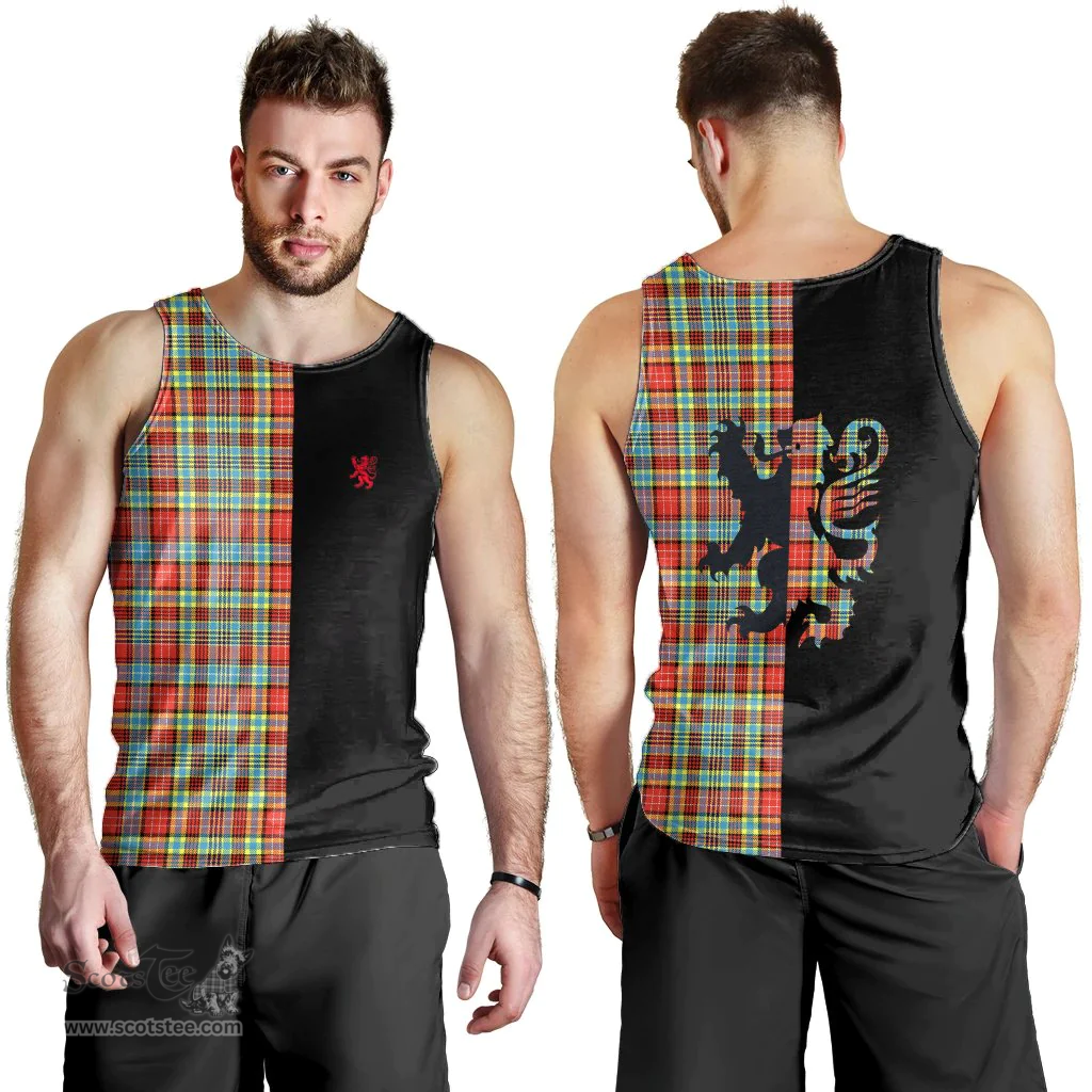 Scottish Ogilvie Clan Tartan Men Tank Top - Lion Rampant Style Scottish Plaid Tartan Plaid