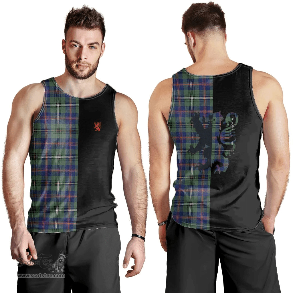 Scottish Wood Modern Clan Tartan Men Tank Top - Lion Rampant Style Scottish Plaid Tartan Plaid