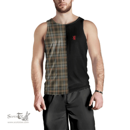 Scottish Stewart Hunting Weathered Clan Tartan Men Tank Top - Lion Rampant Style Scottish Plaid Tartan Plaid