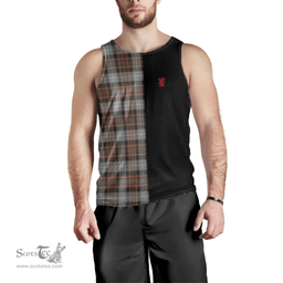 Scottish MacRae Hunting Weathered Clan Tartan Men Tank Top - Lion Rampant Style Scottish Plaid Tartan Plaid