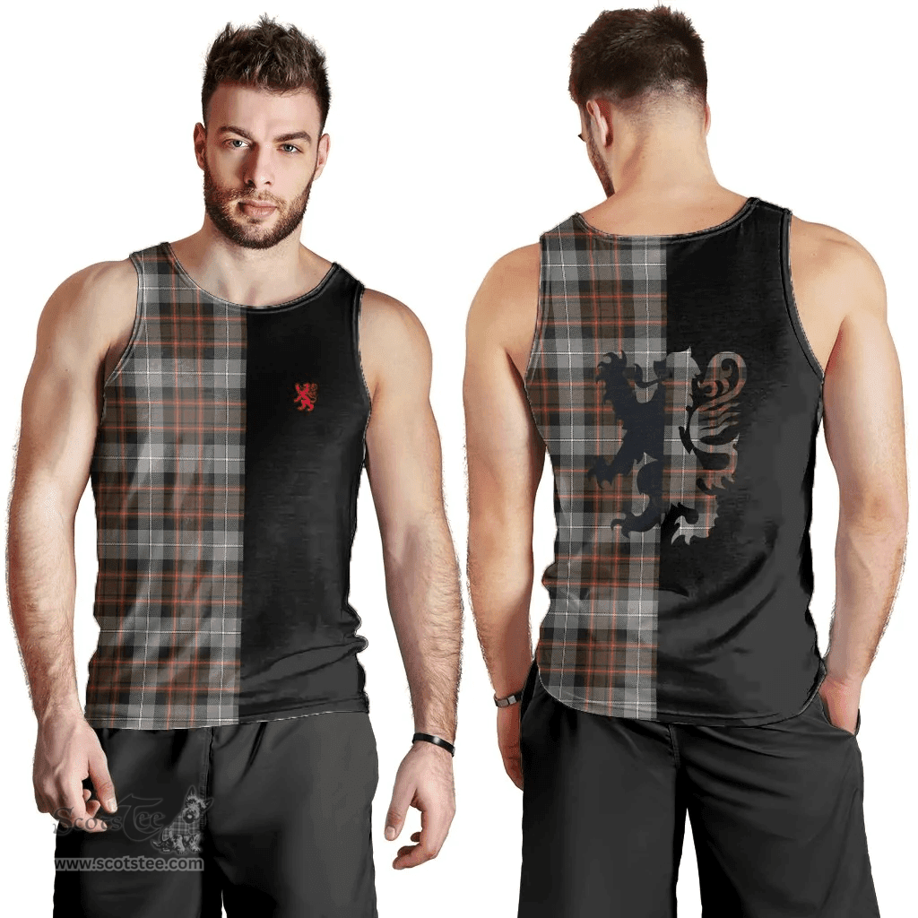 Scottish MacRae Hunting Weathered Clan Tartan Men Tank Top - Lion Rampant Style Scottish Plaid Tartan Plaid