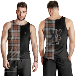 Scottish MacRae Hunting Weathered Clan Tartan Men Tank Top - Lion Rampant Style Scottish Plaid Tartan Plaid