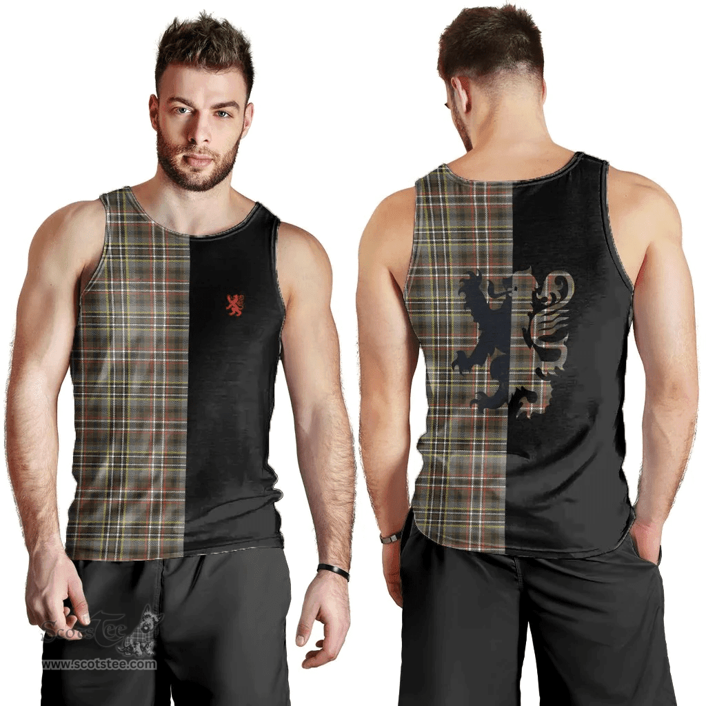 Scottish Scott Green Weathered Clan Tartan Men Tank Top - Lion Rampant Style Scottish Plaid Tartan Plaid