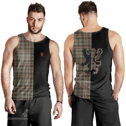 Scottish Scott Green Weathered Clan Tartan Men Tank Top - Lion Rampant Style Scottish Plaid Tartan Plaid
