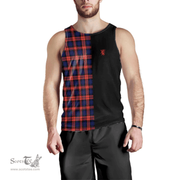 Scottish MacLachlan Modern Clan Tartan Men Tank Top - Lion Rampant Style Scottish Plaid Tartan Plaid