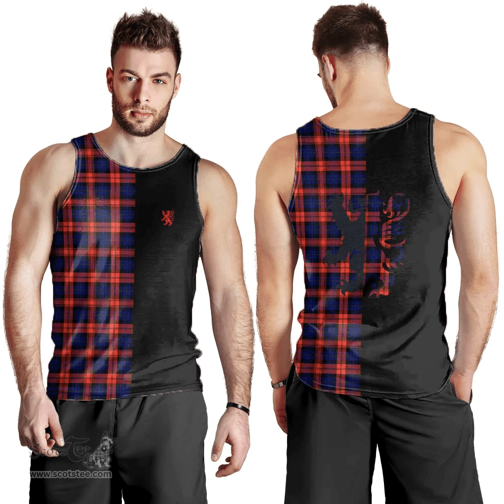 Scottish MacLachlan Modern Clan Tartan Men Tank Top - Lion Rampant Style Scottish Plaid Tartan Plaid