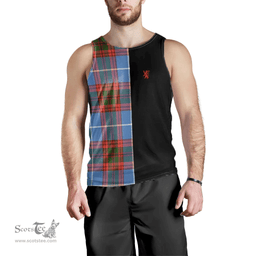 Scottish Newton Clan Tartan Men Tank Top - Lion Rampant Style Scottish Plaid Tartan Plaid