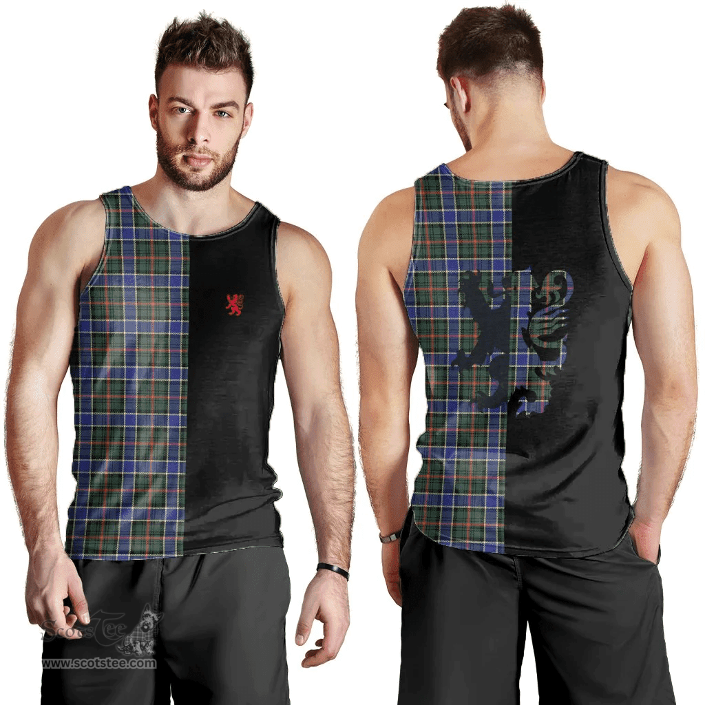 Scottish Ogilvie Hunting Modern Clan Tartan Men Tank Top - Lion Rampant Style Scottish Plaid Tartan Plaid