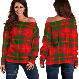 Scottish Crief District Clan Tartan Women Off Shoulder Sweatshirt - Classic Scottish Plaid Tartan Plaid