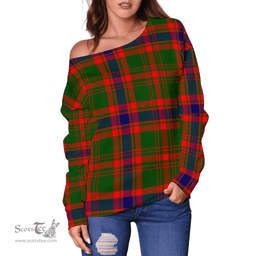 Scottish Nithsdale District Clan Tartan Women Off Shoulder Sweatshirt - Classic Scottish Plaid Tartan Plaid