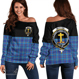 Scottish Mercer Modern Clan Tartan Off Shoulder Sweatshirt - Crest Special Style