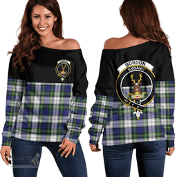 Scottish Gordon Dress Modern Clan Tartan Off Shoulder Sweatshirt - Crest Special Style