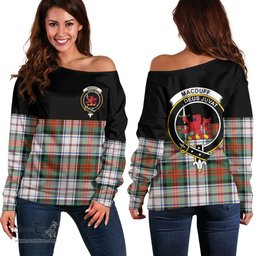 Scottish MacDuff Dress Ancient Clan Tartan Off Shoulder Sweatshirt - Crest Special Style