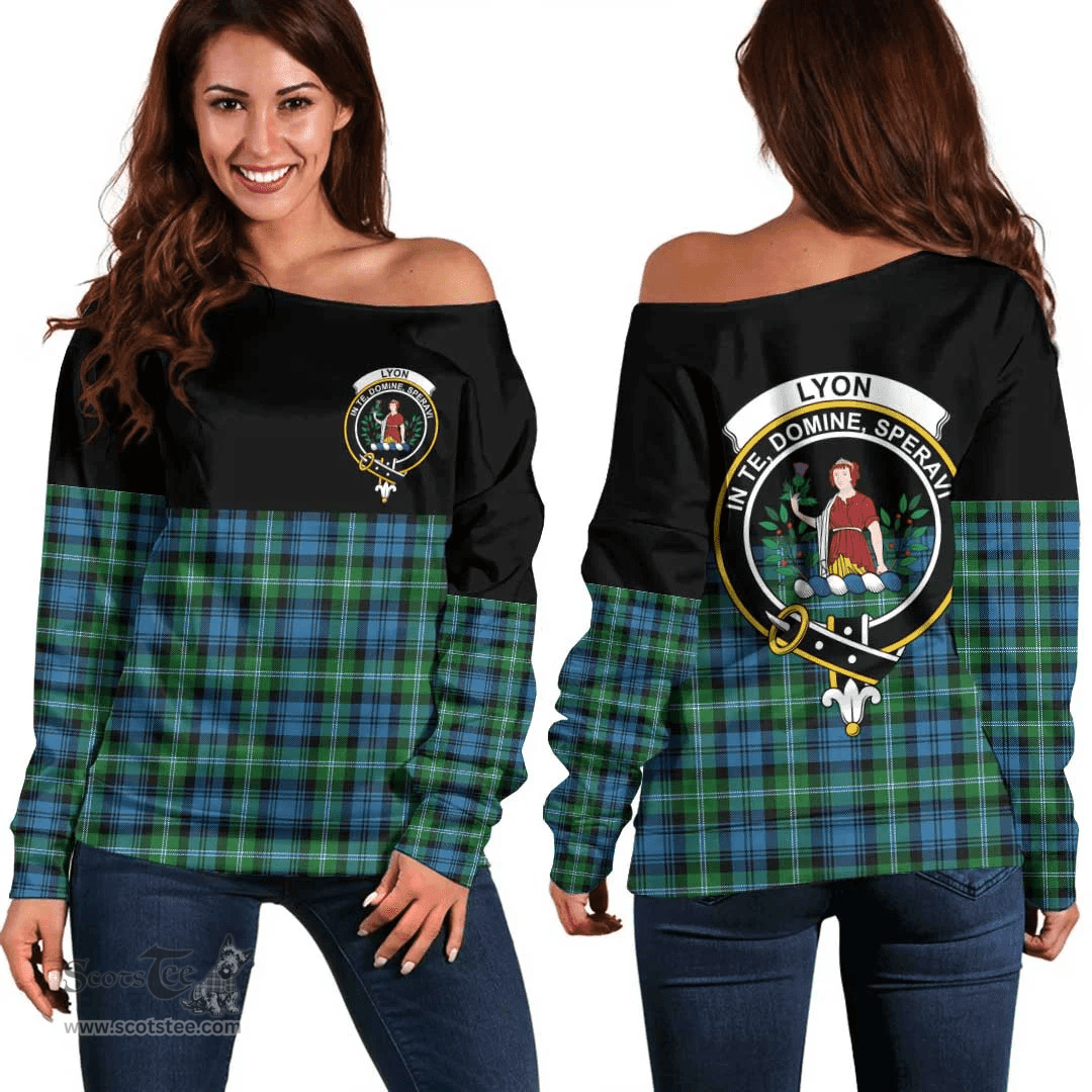 Scottish Lyon Clan Clan Tartan Off Shoulder Sweatshirt - Crest Special Style