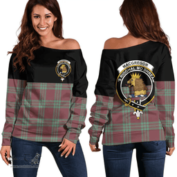 Scottish MacGregor Hunting Ancient Clan Tartan Off Shoulder Sweatshirt - Crest Special Style