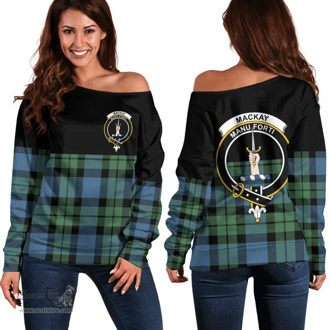 Scottish MacKay Ancient Clan Tartan Off Shoulder Sweatshirt - Crest Special Style
