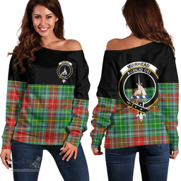 Scottish Muirhead Clan Tartan Off Shoulder Sweatshirt - Crest Special Style