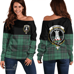 Scottish MacLean Hunting Clan Tartan Off Shoulder Sweatshirt - Crest Special Style