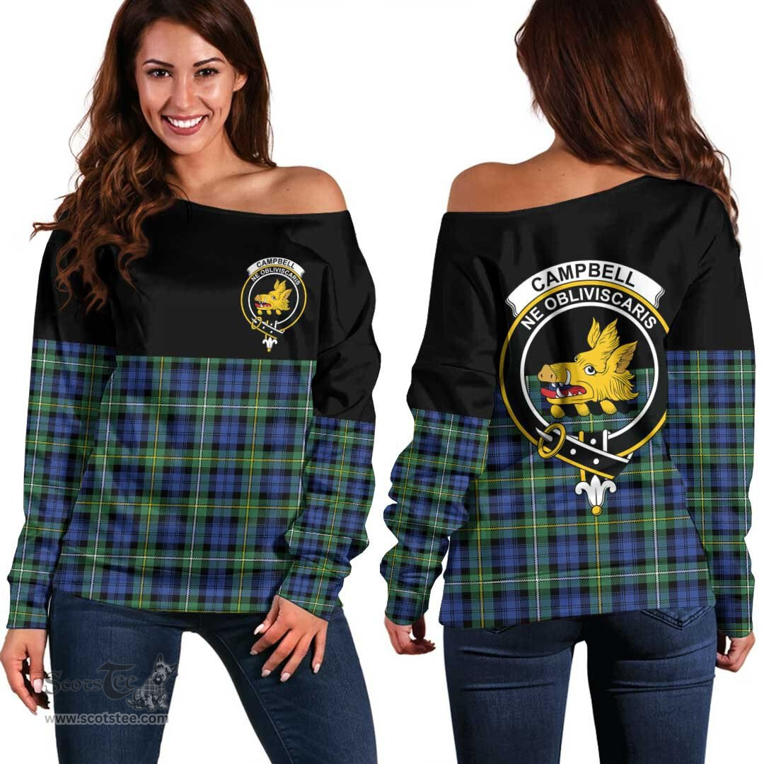 Scottish Campbell Argyll Ancient Clan Tartan Off Shoulder Sweatshirt - Crest Special Style