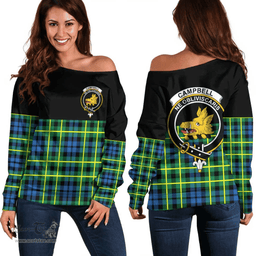 Scottish Campbell of Breadalbane Ancient Clan Tartan Off Shoulder Sweatshirt - Crest Special Style