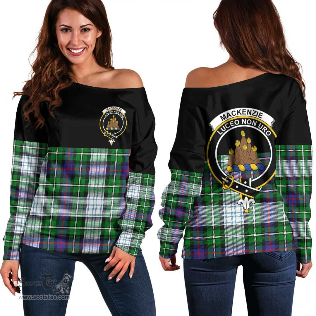 Scottish MacKenzie Dress Modern Clan Tartan Off Shoulder Sweatshirt - Crest Special Style