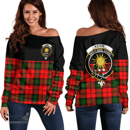 Scottish Kerr Modern Clan Tartan Off Shoulder Sweatshirt - Crest Special Style