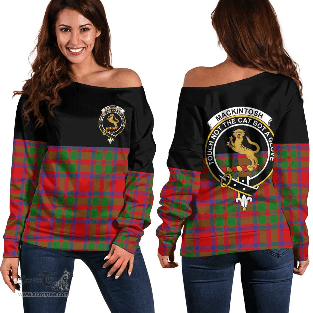 Scottish MacKintosh Modern Clan Tartan Off Shoulder Sweatshirt - Crest Special Style