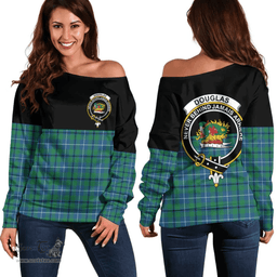 Scottish Douglas Ancient Clan Tartan Off Shoulder Sweatshirt - Crest Special Style