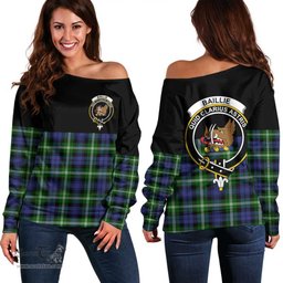 Scottish Baillie Modern Clan Tartan Off Shoulder Sweatshirt - Crest Special Style