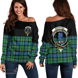 Scottish Forsyth Ancient Clan Tartan Off Shoulder Sweatshirt - Crest Special Style