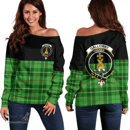 Scottish Galloway District Clan Tartan Off Shoulder Sweatshirt - Crest Special Style