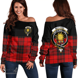 Scottish MacLeod of Raasay Clan Tartan Off Shoulder Sweatshirt - Crest Special Style