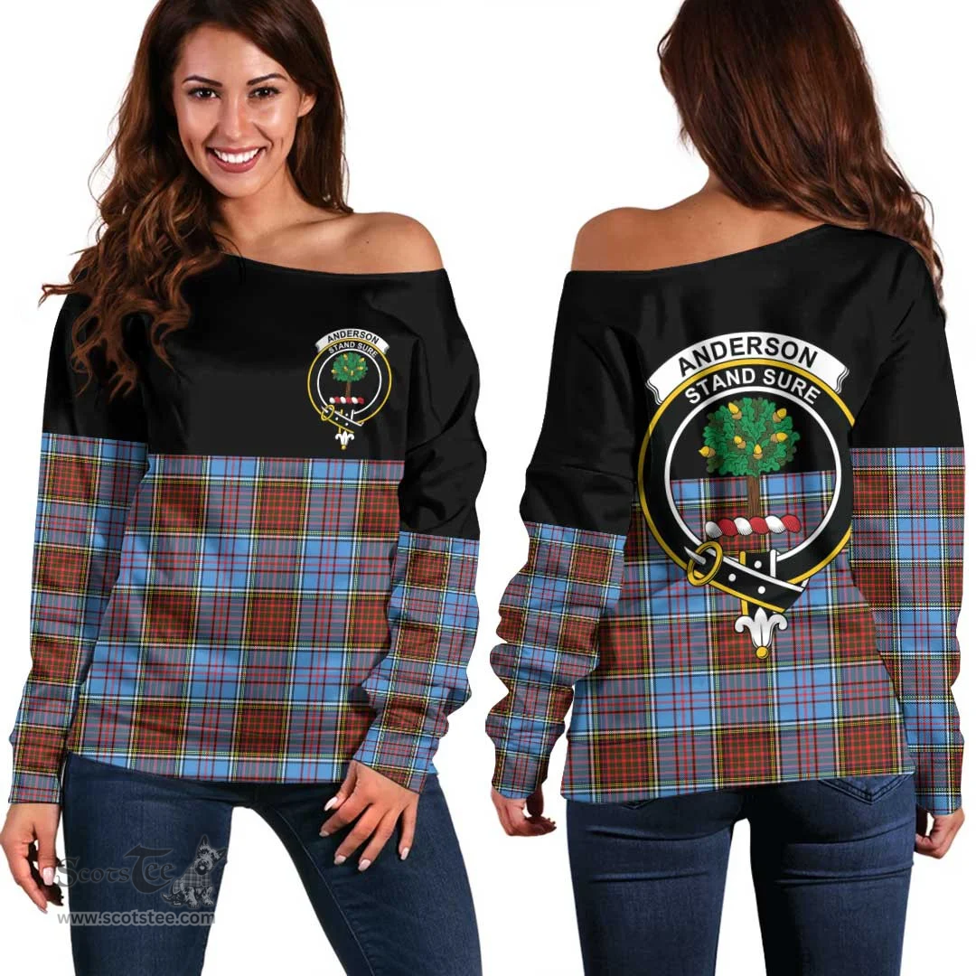 Scottish Anderson Modern Clan Tartan Off Shoulder Sweatshirt - Crest Special Style