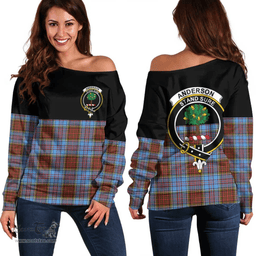 Scottish Anderson Modern Clan Tartan Off Shoulder Sweatshirt - Crest Special Style