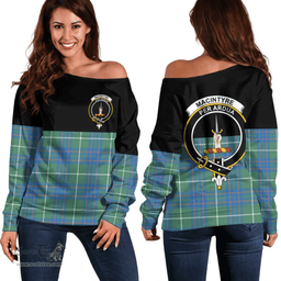 Scottish MacIntyre Hunting Ancient Clan Tartan Off Shoulder Sweatshirt - Crest Special Style
