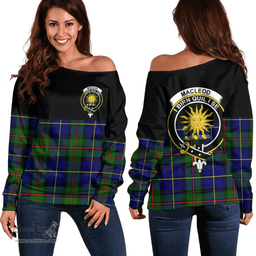 Scottish MacLeod of Harris Modern Clan Tartan Off Shoulder Sweatshirt - Crest Special Style