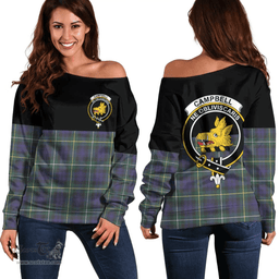 Scottish Campbell Argyll Modern Clan Tartan Off Shoulder Sweatshirt - Crest Special Style