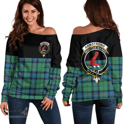Scottish Armstrong Ancient Clan Tartan Off Shoulder Sweatshirt - Crest Special Style