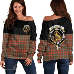 Scottish MacKintosh Hunting Weathered Clan Tartan Off Shoulder Sweatshirt - Crest Special Style