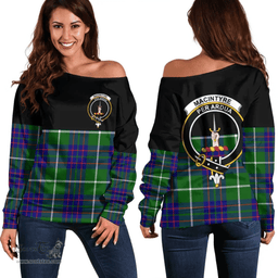 Scottish MacIntyre Hunting Modern Clan Tartan Off Shoulder Sweatshirt - Crest Special Style