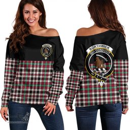 Scottish Borthwick Dress Ancient Clan Tartan Off Shoulder Sweatshirt - Crest Special Style