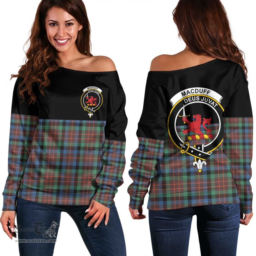 Scottish MacDuff Hunting Ancient Clan Tartan Off Shoulder Sweatshirt - Crest Special Style