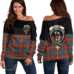 Scottish Fraser Ancient Clan Tartan Off Shoulder Sweatshirt - Crest Special Style