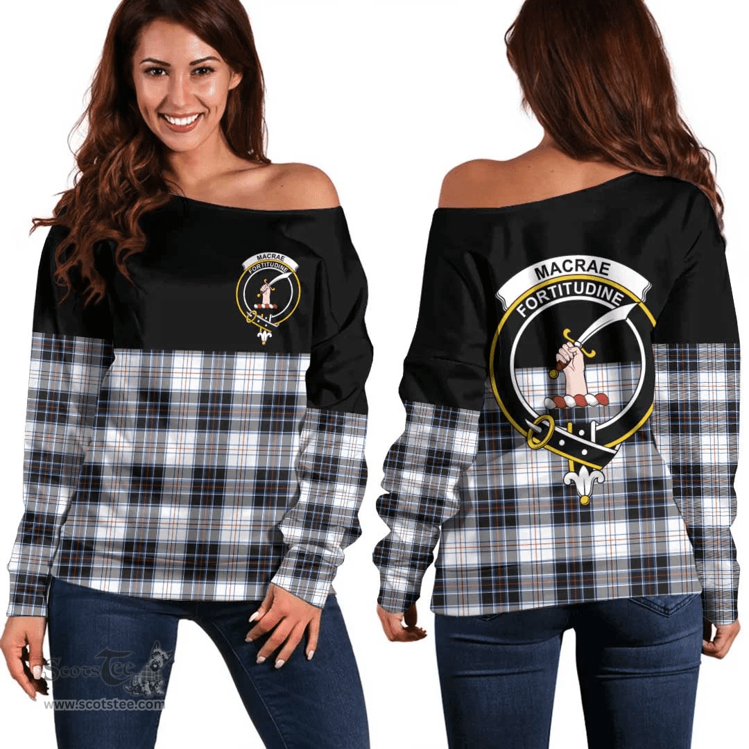 Scottish MacRae Dress Modern Clan Tartan Off Shoulder Sweatshirt - Crest Special Style