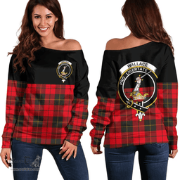 Scottish Wallace Weathered Clan Tartan Off Shoulder Sweatshirt - Crest Special Style