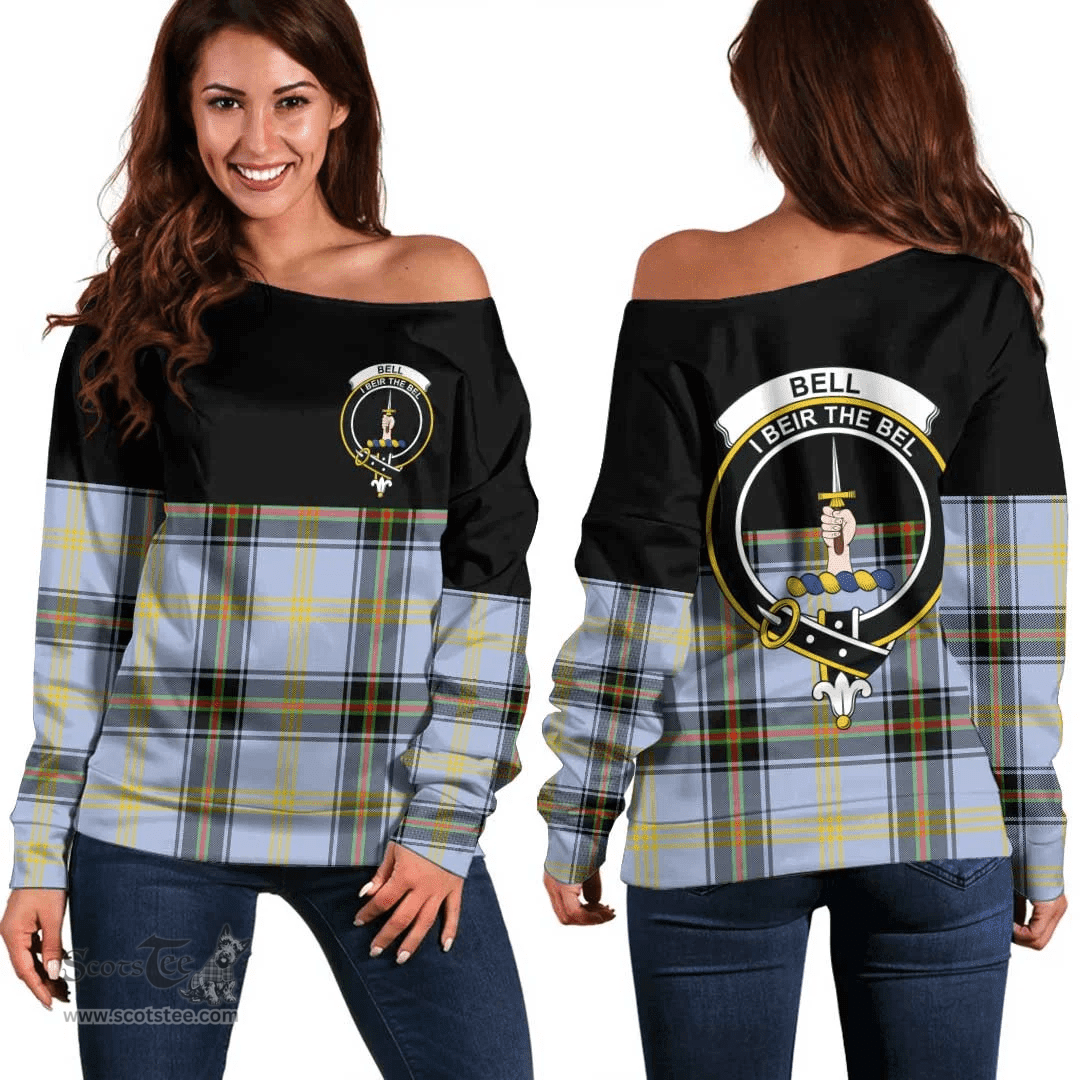 Scottish Bell of the Borders Clan Tartan Off Shoulder Sweatshirt - Crest Special Style