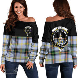Scottish Bell of the Borders Clan Tartan Off Shoulder Sweatshirt - Crest Special Style