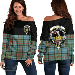 Scottish Paisley District Clan Tartan Off Shoulder Sweatshirt - Crest Special Style