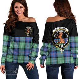Scottish Sutherland Old Ancient Clan Tartan Off Shoulder Sweatshirt - Crest Special Style