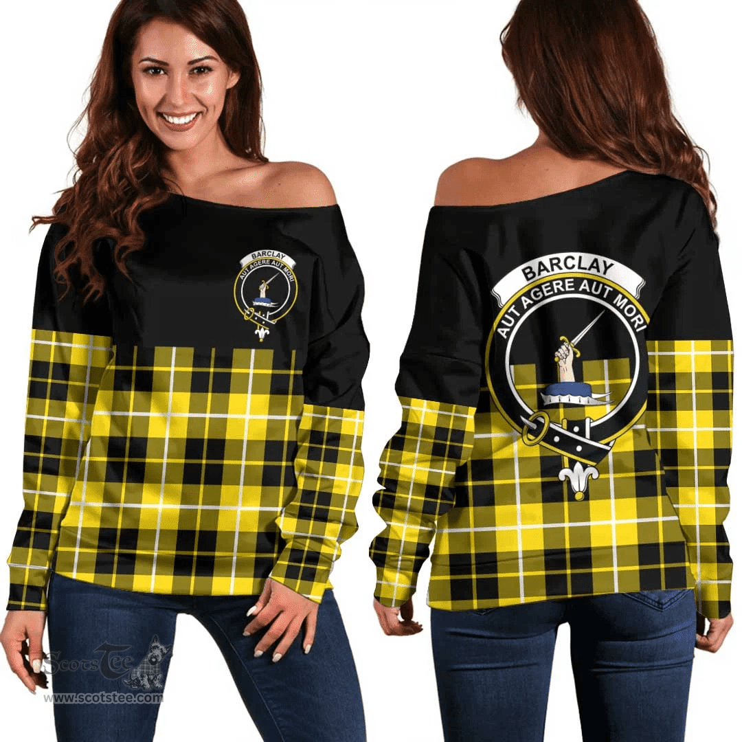 Scottish Barclay Dress Modern Clan Tartan Off Shoulder Sweatshirt - Crest Special Style